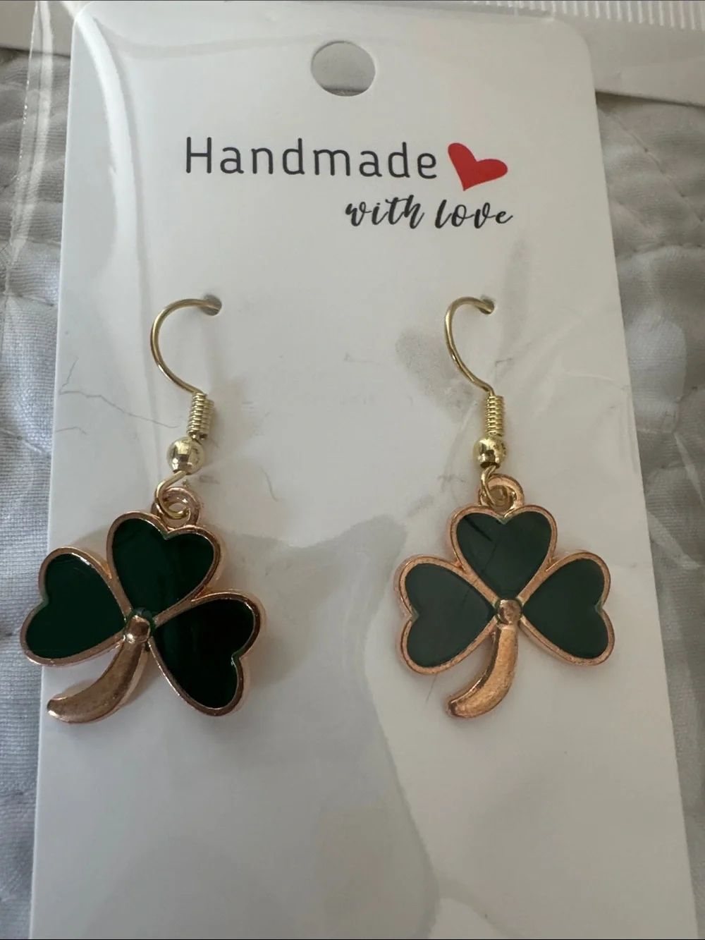 Bulk- Handmade Irish Flag & Shamrock Earrings - Green, White, Orange - Picture 3 of 10